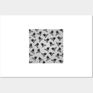 Aggressive Skates Pattern Grey Posters and Art